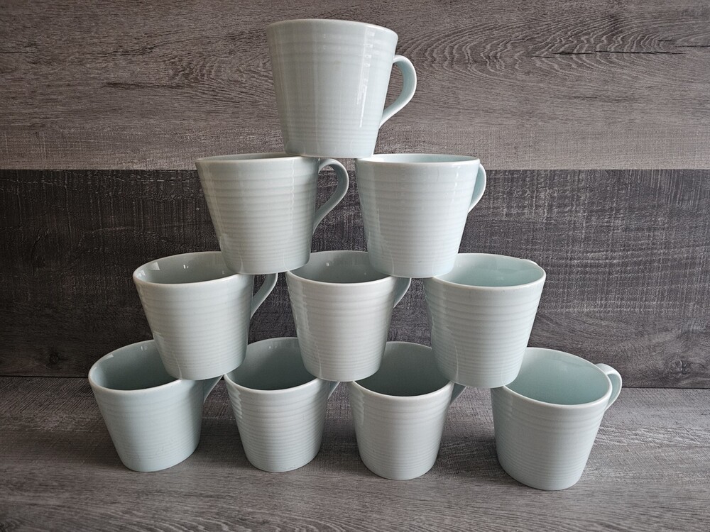 Set of 10 Royal Doulton Gordon Ramsay Maze Light Blue Coffee Mugs Cups Preowned